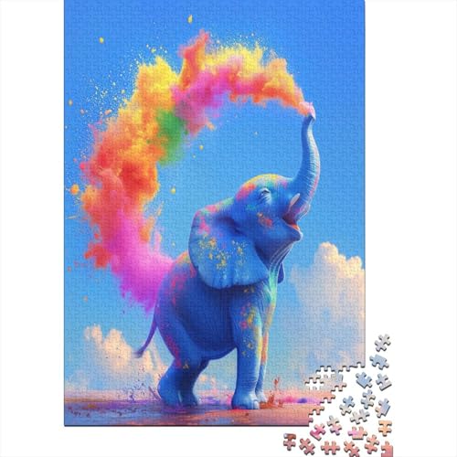 Cartoon Elefant 1000 Teile, Impossible Puzzle,Geschicklichkeitsspiel Für Die Ganze Familie, Erwachsenenpuzzle Ab 14 Jahren Puzzel 1000pcs (75x50cm) von AOLENFKR