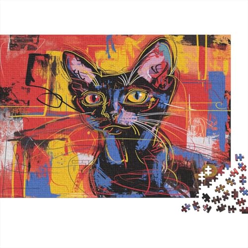 Cute Kat 1000 Stück Puzzles Für Erwachsene Teenager Stress Abbauen Familien-Puzzlespiel Mit Poster in 1000-teiliges Puzzle Kinder Lernspiel Spielzeug Geschenk Puzzel 1000pcs (75x50cm) von AOLENFKR