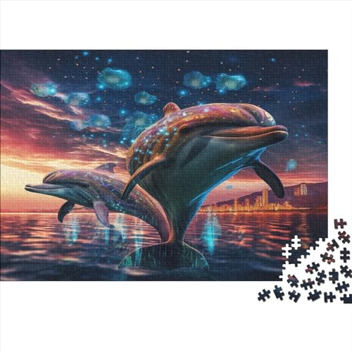 Delphin 1000 Stück Puzzles Für Erwachsene Teenager Stress Abbauen Familien-Puzzlespiel 1000-teiliges Puzzle Kinder Lernspiel Spielzeug Geschenk Puzzel 1000pcs (75x50cm) von AOLENFKR