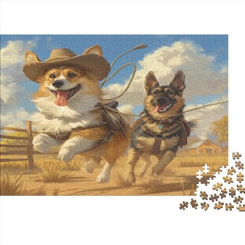 Deutscher Schäferhund Hund Puzzle 1000 Teile,für Erwachsene, Impossible Puzzle,farbenfrohes Legespiel,GesKükenlichkeitsspiel Für Die Ganze Familie,Erwachsenenpuzzle Puzzel 1000pcs (75x50cm) von AOLENFKR