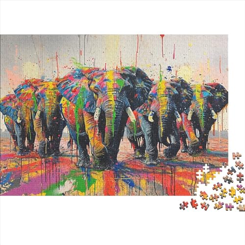 Elefant 1000 Stück Puzzles Für Erwachsene Teenager Stress Abbauen Familien-Puzzlespiel 1000-teiliges Puzzle Kinder Lernspiel Spielzeug Geschenk Puzzel 1000pcs (75x50cm) von AOLENFKR