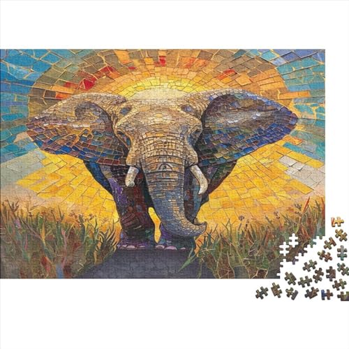 Elefant 1000 Stück Puzzles Für Erwachsene Teenager Stress Abbauen Familien-Puzzlespiel 1000-teiliges Puzzle Kinder Lernspiel Spielzeug Geschenk Puzzel 1000pcs (75x50cm) von AOLENFKR