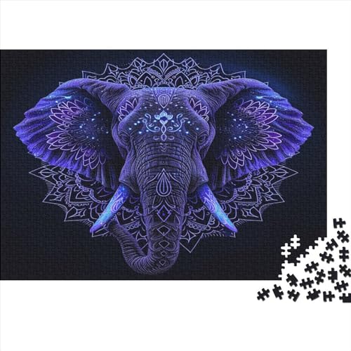 Elefant 1000 Stück Puzzles Für Erwachsene Teenager Stress Abbauen Familien-Puzzlespiel Mit Poster in 1000-teiliges Puzzle Kinder Lernspiel Spielzeug Geschenk Puzzel 1000pcs (75x50cm) von AOLENFKR