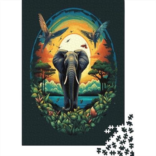 Elefant Puzzle 1000 Teile,für Erwachsene, Impossible Puzzle,farbenfrohes Legespiel,Geschicklichkeitsspiel Für Die Ganze Familie,Erwachsenenpuzzle Puzzel 1000pcs (75x50cm) von AOLENFKR