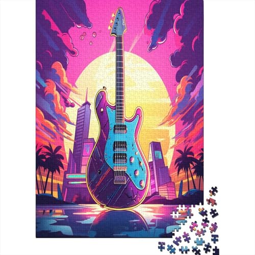 Gitarres 1000 Stück Puzzles Für Erwachsene Teenager Stress Abbauen Familien-Puzzlespiel Mit Poster in 1000-teiliges Puzzle Kinder Lernspiel Spielzeug Geschenk Puzzel 1000pcs (75x50cm) von AOLENFKR