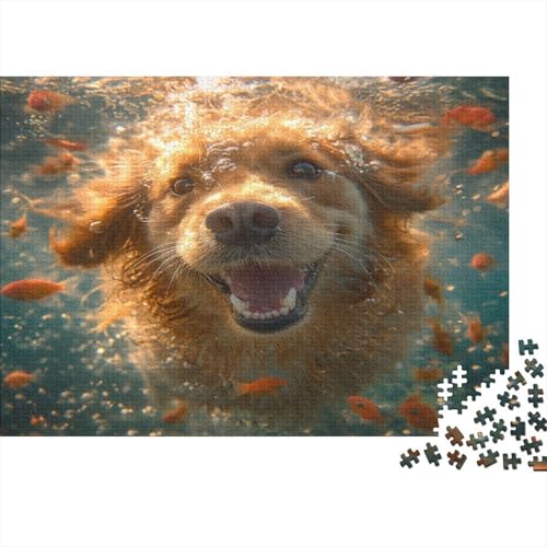 Golden Retriever Puzzle 1000 Teile Erwachsener Kniffel Spaß Für Die Ganze Familie - Abwechslungsreiche 1000 Puzzleteilige Motive Puzzle Erwachsene, Puzzel 1000pcs (75x50cm) von AOLENFKR