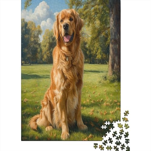 Golden Retriever Puzzle 1000 Teile Puzzle Erwachsene Schwieriges Schwer Puzzle Für Erwachsene Und Kinder Ab 14 Jahren Puzzel 1000pcs (75x50cm) von AOLENFKR