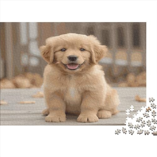 Golden Retriever Puzzle 1000 Teile Puzzles Für Erwachsene Lernspiel Herausforderungsspielzeug 1000-teilige Puzzlespiel Für Erwachsene Kinder Puzzel 1000pcs (75x50cm) von AOLENFKR