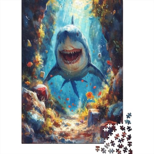 Great White Hai Puzzlespiel 1000 Teile Puzzles Für Erwachsene Lernspiel Herausforderung Spielzeug 1000 Teile Puzzles Für Erwachsene Kinder Erwachsenen Puzzlespiel Puzzel 1000pcs (75x50cm) von AOLENFKR