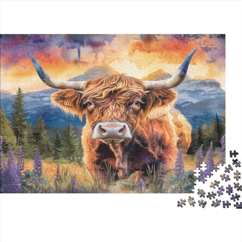 Highland Kattle Puzzle 1000 Teile Erwachsener Kniffel Spaß Für Die Ganze Familie - Abwechslungsreiche 1000 Puzzleteilige Motive Puzzlespiel Erwachsene, Puzzel 1000pcs (75x50cm) von AOLENFKR