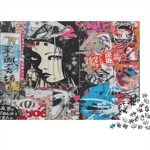 Japanische Graffiti 1000 Stück Puzzles Für Erwachsene Teenager Stress Abbauen Familien-Puzzlespiel 1000-teiliges Puzzle Kinder Lernspiel Spielzeug Geschenk Puzzel 1000pcs (75x50cm) von AOLENFKR