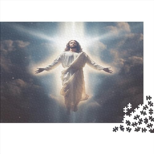 Jesus 1000 Stück Puzzles Für Erwachsene Teenager Stress Abbauen Familien-Puzzlespiel Mit Poster in 1000-teiliges Puzzle Kinder Lernspiel Spielzeug Geschenk Puzzel 1000pcs (75x50cm) von AOLENFKR