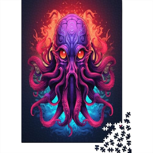 Pink Oktopus Puzzle 1000 Teile,Puzzlespiel Für Erwachsene,Impossible Puzzle,Puzzle GesKükenlichkeitsspiel Für Die Ganze Familie, Geschenke Für Männer/Frauen Erwachsenen Puzzel 1000pcs (75x50cm) von AOLENFKR