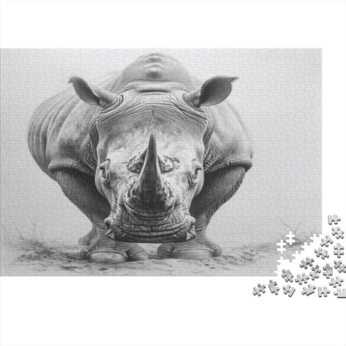 Rhinoceros Puzzle 1000 Teile,Puzzle Für Erwachsene, Impossible Puzzle, Geschicklichkeitsspiel Für Die Ganze Familie,Puzzle Legespiel- Erwachsenenpuzzle Puzzel 1000pcs (75x50cm) von AOLENFKR