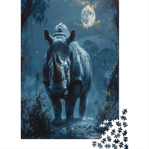 Rhinoceros Puzzle 1000 Teile,Puzzle Für Erwachsene, Impossible Puzzle, Geschicklichkeitsspiel Für Die Ganze Familie,Puzzle Legespiel- Erwachsenenpuzzle Puzzel 1000pcs (75x50cm) von AOLENFKR