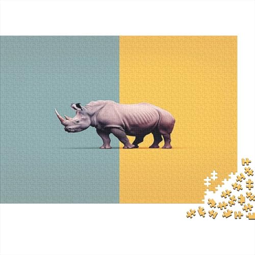 Rhinoceros Puzzle 1000 Teile,Puzzlespiel Für Erwachsene,Impossible Puzzle,Puzzle GesKükenlichkeitsspiel Für Die Ganze Familie, Geschenke Für Männer/Frauen Erwachsenen Puzzel 1000pcs (75x50cm) von AOLENFKR