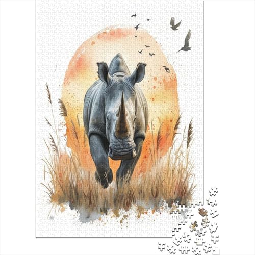 Rhinoceros Puzzle 1000 Teile Erwachsene Puzzles Für Erwachsene Klassische Puzzles 1000 Teile Erwachsene Puzzlespiel Schwer Pädagogisches Spielzeug Erwachsene Kinder Puzzel 1000pcs (75x50cm) von AOLENFKR