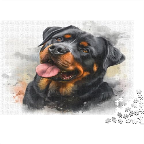 Rottweiler Puzzle 1000 Teile Puzzles Für Erwachsene Lernspiel Herausforderungsspielzeug 1000-teilige Puzzlespiel Für Erwachsene Kinder Puzzel 1000pcs (75x50cm) von AOLENFKR