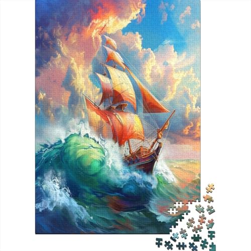 Segelboot 1000 Stück Puzzles Für Erwachsene Teenager Stress Abbauen Familien-Puzzlespiel Mit Poster in 1000-teiliges Puzzle Kinder Lernspiel Spielzeug Geschenk Puzzel 1000pcs (75x50cm) von AOLENFKR