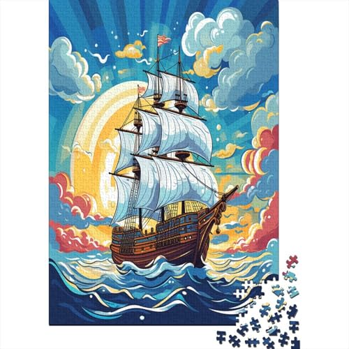 Segelboots Puzzle 1000 Teile Puzzles Für Erwachsene Lernspiel Herausforderungsspielzeug 1000-teilige Puzzlespiel Für Erwachsene Kinder Puzzel 1000pcs (75x50cm) von AOLENFKR