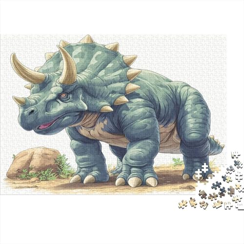 Triceratops 1000 Teile,Impossible Puzzle,Geschicklichkeitsspiel Für Die Ganze Familie, Erwachsenen Puzzlespiel Puzzel 1000pcs (75x50cm) von AOLENFKR