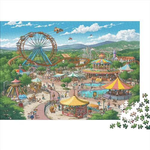 Vergnügungspark 1000 Stück Puzzles Für Erwachsene Teenager Stress Abbauen Familien-Puzzlespiel Mit Poster in 1000-teiliges Puzzle Kinder Lernspiel Spielzeug Geschenk Puzzel 1000pcs (75x50cm) von AOLENFKR