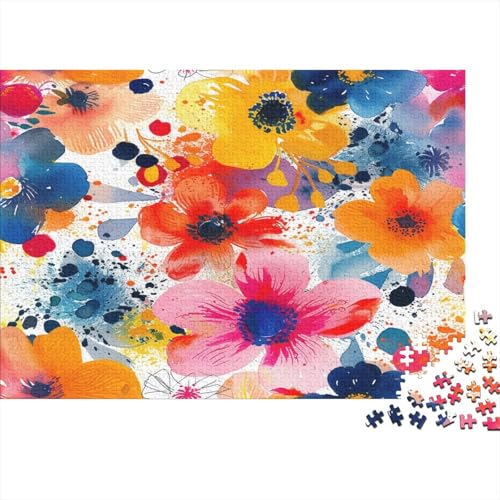 Watercolor Blumes 1000 Stück Puzzles Für Erwachsene Teenager Stress Abbauen Familien-Puzzlespiel 1000-teiliges Puzzle Kinder Lernspiel Spielzeug Geschenk Puzzel 1000pcs (75x50cm) von AOLENFKR