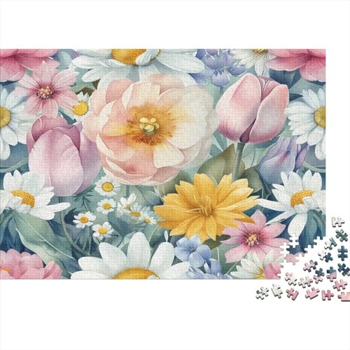 Watercolor Blumes Puzzle 1000 Teile Puzzles Für Erwachsene Lernspiel Herausforderungsspielzeug 1000-teilige Puzzlespiel Für Erwachsene Kinder Puzzel 1000pcs (75x50cm) von AOLENFKR