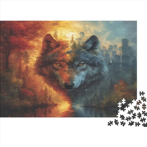 Wolf 1000 Stück Puzzles Für Erwachsene Teenager Stress Abbauen Familien-Puzzlespiel 1000-teiliges Puzzle Kinder Lernspiel Spielzeug Geschenk Puzzel 1000pcs (75x50cm) von AOLENFKR