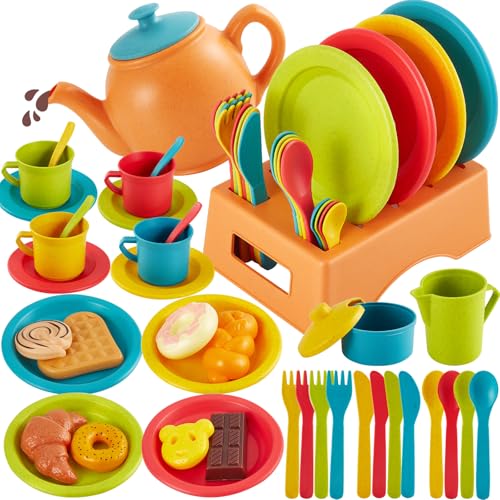AOLEVA Kinderküche Zubehör Teeservice Kinder, 44PCS Puppengeschirr Spielküche Zubehör Geschirr Teeservice Spielzeug für 3+ Jahre AOLEVA Kinderküche Zubehör Teeservice Kinder, 44PCS Puppengeschirr Spielküche Zubehör Geschirr Teeservice Spielzeug für 3+ Jahre von AOLEVA