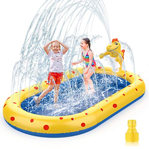 AOLUXLM Planschbecken für Kinder Baby Hunde Aufblasbarer Pool Sprinkler Splash kinderplanschbecken Wasserspielzeug Garten Outdoor draußen Kinderpool 170x105x 68CM von AOLUXLM