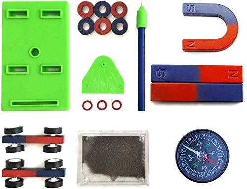 AOMAG Labs Junior Science Magnet-Set für Bildung, Wissenschaft, Experimentierwerkzeug, inklusive Bar/Ring/Hufeisen/Kompass, 5 cm von AOMAG