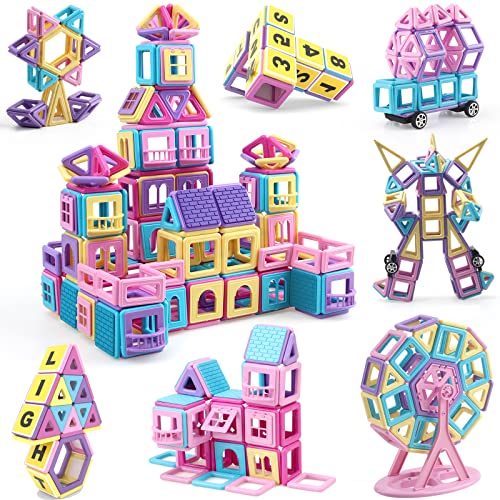 AOMIKS 154-teilige magnetische Bausteine pädagogische und inspirierende Magnet-Stapelklötze Mini-Magnet-Fliesen Konstruktionsspielzeug Bauset für Kindergeburtstagsgeschenk für Mädchen Jungen von AOMIKS