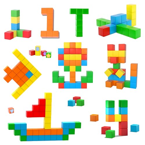 AOMIKS 43 PCS Magnetische Bausteine STEM Magnetisches Spielzeug für Kinder 3D-Magnetblöcke Konstruktionsspielzeug für Jungen und Mädchen ab 3 Jahren Vorschulpädagogische Puzzleblöcke Geschenk von AOMIKS