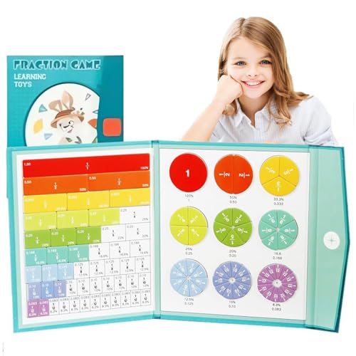 AOMiGT Bruchrechnen Material, Magnetische Math Toy Fraction, bruchrechnen Spiel, Puzzle Brüche, Magnetisches Buch Bruchteil Puzzle für Kinder, Magnetic Fraction Tiles & Fraction Circles von AOMiGT