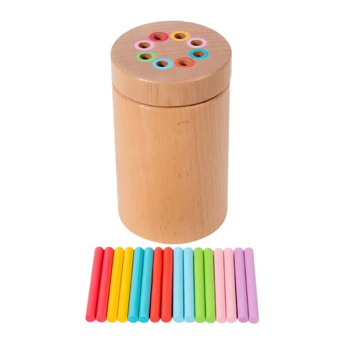 AOMiGT Holz Sortier & Stapelspielzeug, Holz Farbe Sortierspielzeug Holzspielzeug, Holzspielzeug Motorikspielzeug Holz Sensorik Spielzeug Baby, Lernspielzeug Geschenk für Kleinkinder (Zylindrisch) von AOMiGT