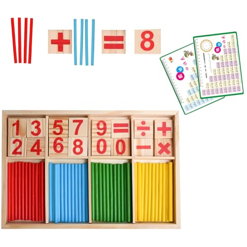 AOMiGT Montessori Mathe Spielzeug, Mathematisches Spielzeug Holz, Zahlen Lernen Rechenhilfe, Rechenstäbchen, Zahlenlernspiel, Pädagogisches Mathe-Spielzeug für Kinder, für Kinder ab 3 4 5 6 Jahre von AOMiGT