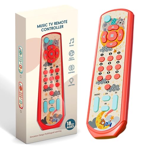 Fernbedienung Spielzeughandy, Kinder Fernbedienung Spielzeug mit Musik Lerninhalten, Lernspaß Fernbedienung, Baby Spielzeug Fernbedienung, Kinderspielzeug Fernbedienung Frühe Lernspielzeug (Rot) von AOMiGT