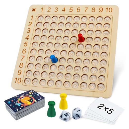 Montessori Multiplikationsbrett, Holz Multiplikation Brettspiel, Zahlenlernspiel Aufgaben, Vorschule Lustiges Zählen Montessori Spielzeug für Kleinkinder Kinder von AOMiGT