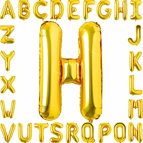 Folienballon Buchstaben 40Zoll Luftballon Gold Luftballons Alphabet Große Mylar Folie Helium Brief Luftballons Geburtstag Hochzeit Babyparty Silvester Dekoration Jubiläumsdekorationen (Buchstabe H) von AONAT