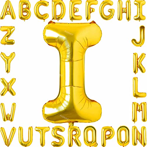 Folienballon Buchstaben 40Zoll Luftballon Gold Luftballons Alphabet Große Mylar Folie Helium Brief Luftballons Geburtstag Hochzeit Babyparty Silvester Dekoration Jubiläumsdekorationen (Buchstabe I) von AONAT