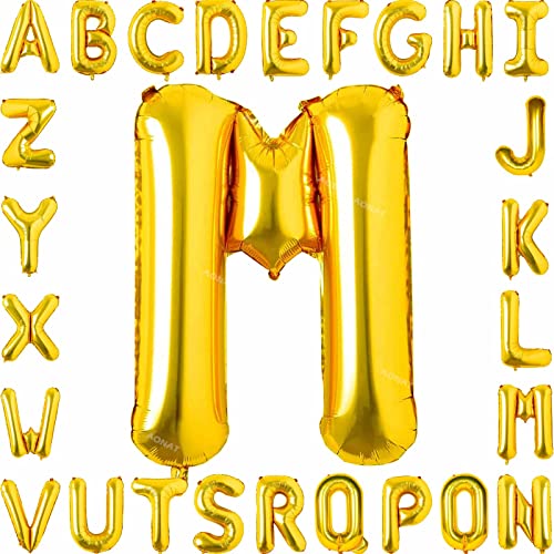 Folienballon Buchstaben 40Zoll Luftballon Gold Luftballons Alphabet Große Mylar Folie Helium Brief Luftballons Geburtstag Hochzeit Babyparty Silvester Dekoration Jubiläumsdekorationen (Buchstabe M) von AONAT