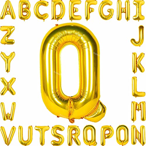 Folienballon Buchstaben 40Zoll Luftballon Gold Luftballons Alphabet Große Mylar Folie Helium Brief Luftballons Geburtstag Hochzeit Babyparty Silvester Dekoration Jubiläumsdekorationen (Buchstabe Q) von AONAT