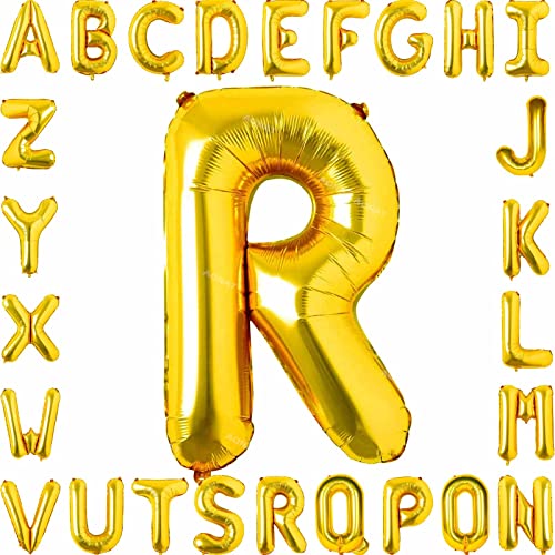 Folienballon Buchstaben 40Zoll Luftballon Gold Luftballons Alphabet Große Mylar Folie Helium Brief Luftballons Geburtstag Hochzeit Babyparty Silvester Dekoration Jubiläumsdekorationen (Buchstabe R) von AONAT