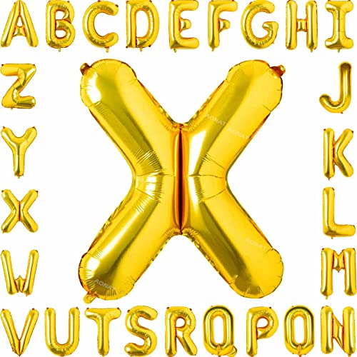 Folienballon Buchstaben 40Zoll Luftballon Gold Luftballons Alphabet Große Mylar Folie Helium Brief Luftballons Geburtstag Hochzeit Babyparty Silvester Dekoration Jubiläumsdekorationen (Buchstabe X) von AONAT