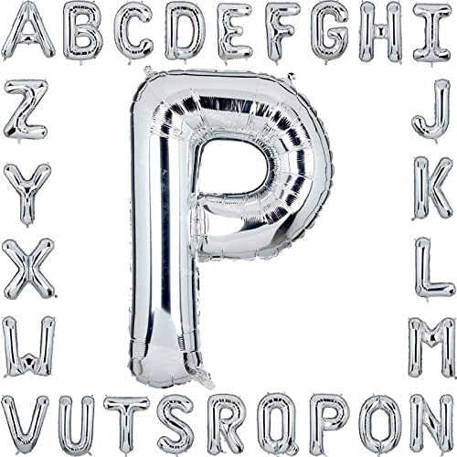 Folienballon Buchstaben 40Zoll Luftballon Silber Luftballons Alphabet Große Mylar Folie Helium Brief Luftballons Geburtstag Hochzeit Babyparty Silvester Dekoration Jubiläumsdekorationen (Buchstabe P) von AONAT