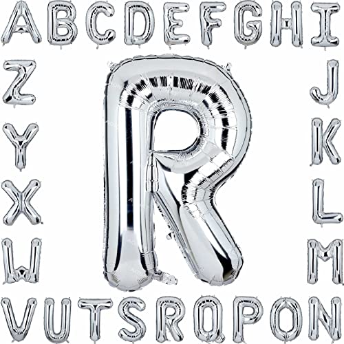 Folienballon Buchstaben 40Zoll Luftballon Silber Luftballons Alphabet Große Mylar Folie Helium Brief Luftballons Geburtstag Hochzeit Babyparty Silvester Dekoration Jubiläumsdekorationen (Buchstabe R) von AONAT