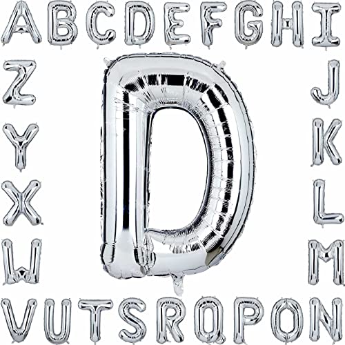 Folienballon Buchstaben 40Zoll Luftballon Silber Luftballons Alphabet Große Mylar Folie Helium Brief Luftballons Geburtstag Hochzeit Babyparty Silvester Dekoration Jubiläumsdekorationen (Buchstabe D) von AONAT