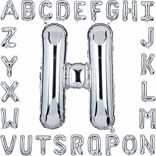 Folienballon Buchstaben 40Zoll Luftballon Silber Luftballons Alphabet Große Mylar Folie Helium Brief Luftballons Geburtstag Hochzeit Babyparty Silvester Dekoration Jubiläumsdekorationen (Buchstabe H) von AONAT