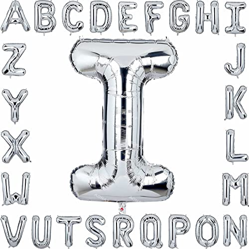 Folienballon Buchstaben 40Zoll Luftballon Silber Luftballons Alphabet Große Mylar Folie Helium Brief Luftballons Geburtstag Hochzeit Babyparty Silvester Dekoration Jubiläumsdekorationen (Buchstabe I) von AONAT